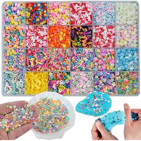 Fake Sprinkles 24-Grid Slime Sprinkles for Craft Non-Edible Polymer Clay Sprinkle Fake Candy Sprinkle for Resin Slime Add Ins Mix Ins Nail Art Design Shaker Card Filler DIY Crafting (220G) in Saudi Arabia