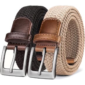 BULLIANT Belt for Men 2Pack,Mens Gift Stretch Braided Web Belt Elastic for Casual Golf Jeans,1 3/8" in Saudi Arabia