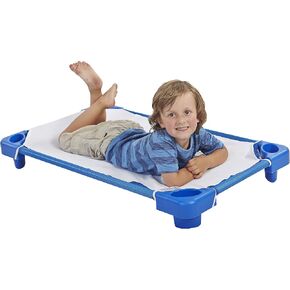 ECR4Kids Stackable Kiddie Cot, Ready-to-Assemble, Standard Size, Classroom Furniture, Blue, 6-Pack in Saudi Arabia