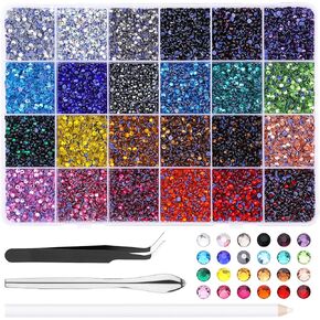 Mnuizu 14400Pcs SS10 Hotfix Rhinestones, 24 Colors Flat Back Rhinestones in Kuwait