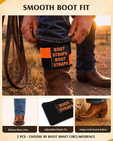 Cowboy Boot Straps, Adjustable Boot Shaft Cinch Strap for Smoother Jean Lines, Elastic Wraparound Boot Band in Saudi Arabia