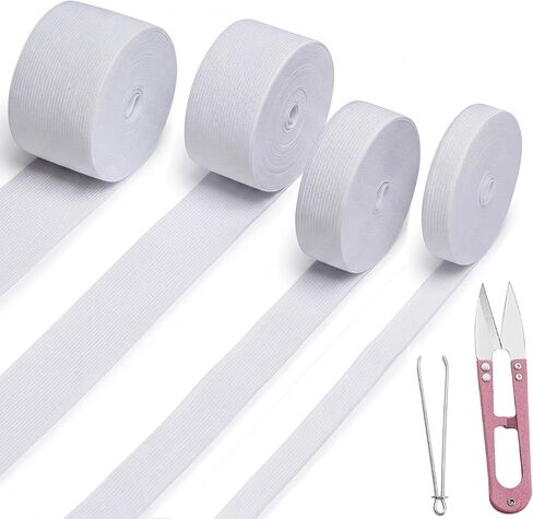 MYUREN 4 Sizes White Elastic Band Bundle for Sewing - 0.6/1/1.5/2 Inch Wide in Saudi Arabia