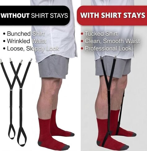 BVB Adjustable Elastic Stirrup Shirt Stays, Black Garters, 1 Pair in Kuwait