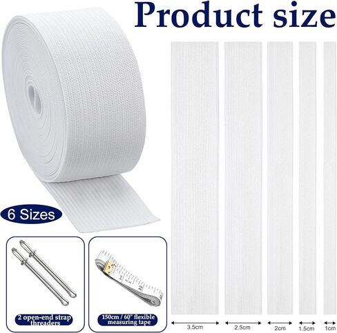 5 Rolls Strong Elastic Bands for Sewing | 0.4/0.6/1/1.5/2 Inch Width 6 Yard in Saudi Arabia