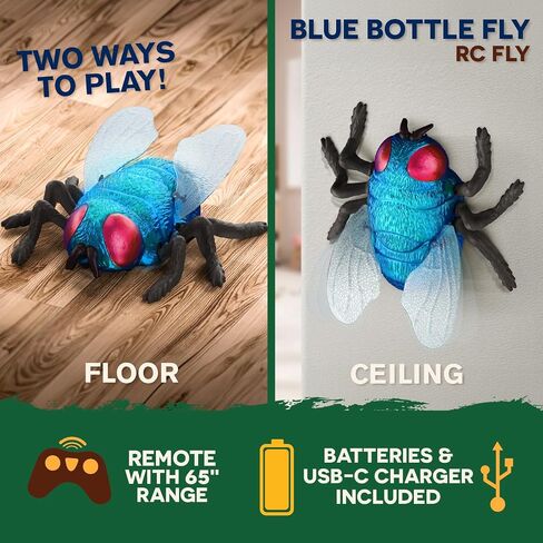 Terra by Battat Remote-Controlled Climbing Fly - RC Blue Bottle Fly Bug Toy in Saudi Arabia