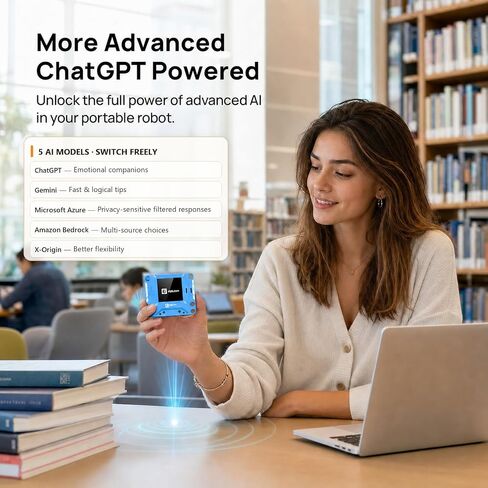 AIPI Lite AI Robot Companion, Custom Character, Voice Cloing, Knowledge Base Support, ChatGPT Powered AI Desk Robot (Blue) in Kuwait