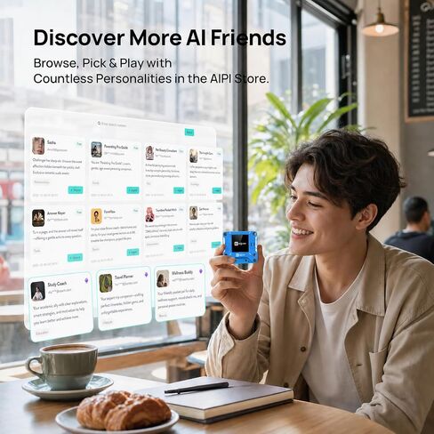 AIPI Lite AI Robot Companion, Custom Character, Voice Cloing, Knowledge Base Support, ChatGPT Powered AI Desk Robot (Blue) in Kuwait