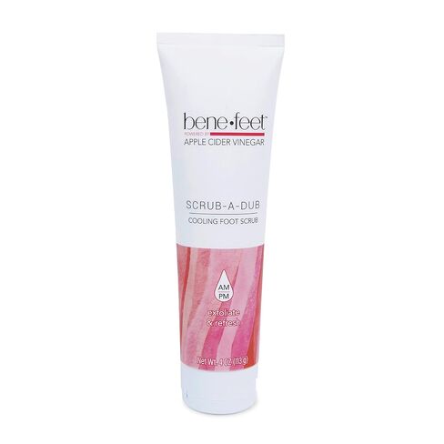 Benefeet Scrub-A-Dub Cooling Foot Scrub - Exfoliates + Refreshes Dry + Dull Skin, Get Smoother Skin from Heel to Toe, Made w/Vitamin E, Apple Cider Vinegar, Walnut Shell + Apricot Seed, 4 oz (1 Pack) in Kuwait