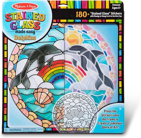 Melissa & Doug Stained Glass Made Easy Craft Kit: Dolphins - 180+ Stickers , Ocean Animals Crafts For Kids Ages 5+ in Kuwait