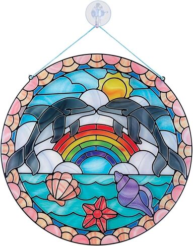 Melissa & Doug Stained Glass Made Easy Craft Kit: Dolphins - 180+ Stickers , Ocean Animals Crafts For Kids Ages 5+ in Kuwait