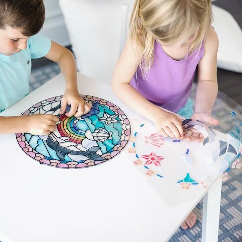 Melissa & Doug Stained Glass Made Easy Craft Kit: Dolphins - 180+ Stickers , Ocean Animals Crafts For Kids Ages 5+ in Kuwait