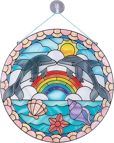 Melissa & Doug Stained Glass Made Easy Craft Kit: Dolphins - 180+ Stickers , Ocean Animals Crafts For Kids Ages 5+ in Kuwait