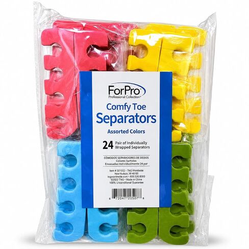 ForPro Professional Collection Comfy Toe Separators, Assorted Colors, Luxurious Foam Pedicure Toe Separators, Individually Wrapped, 24-Pairs in Kuwait