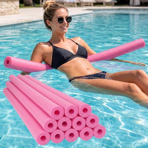 Nezyo 12 Pack Jumbo Pool Noodles Bulk Foam Swim Noodles 52 Inch Large Hollow Swimming Pool Noodle Bright Pool Noodles Floats Heavy Duty for Swimming Floating Craft Projects Padding Bumper in Kuwait