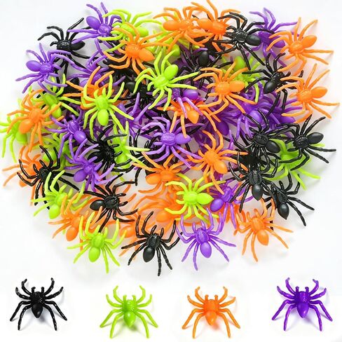 80 PCS Realistic Plastic Spiders 4 Colors Fake Spiders for Halloween Decorations Small Spiders Toys Bulk Prank Props for Halloween Party Home Decorations & Party Favors Supplies in Saudi Arabia