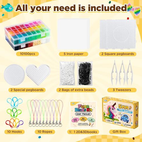 Zefy Fuse Beads Kit 48 Colors 10100 Pcs 5mm Melting Beads in Kuwait