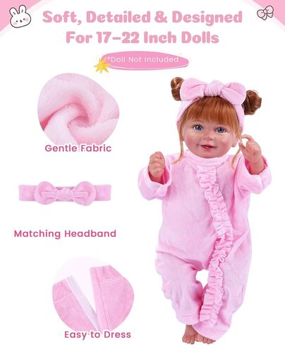 BABESIDE 8 Pcs Reborn Baby Doll Clothes with Bassinet for 17-22 Inch Baby Dolls, Baby Doll Accessories and Doll Clothes Outfit fit Newborn Baby Doll Girl, Babies Pretend Play Set (Not Doll) in Kuwait