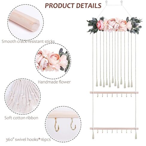 cherrboll Hair Bow Holder for Girls, Headband Organizer w/16 Hooks, Hanging Hair Clips Organization for Nursery Decor Room Wall in Kuwait