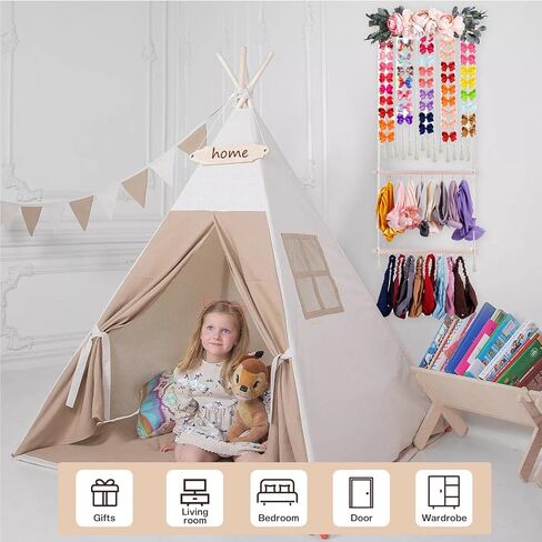 cherrboll Hair Bow Holder for Girls, Headband Organizer w/16 Hooks, Hanging Hair Clips Organization for Nursery Decor Room Wall in Kuwait