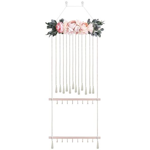 cherrboll Hair Bow Holder for Girls, Headband Organizer w/16 Hooks, Hanging Hair Clips Organization for Nursery Decor Room Wall in Kuwait