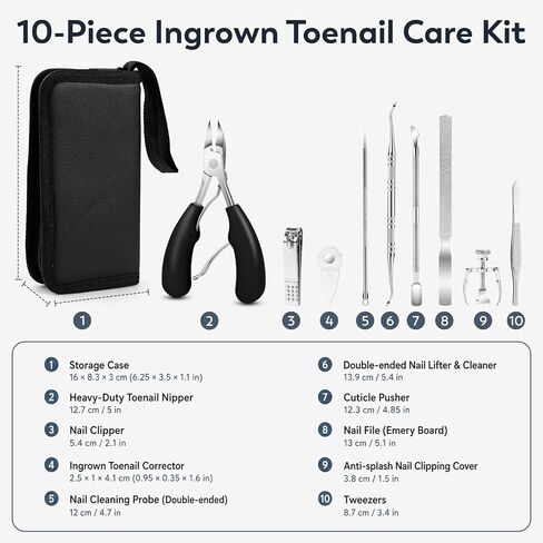 JTIEO 9PCS Toenail Clippers Tool, Ingrown Toenail Treatment Stainless Steel Removal Kit Professional Tool Set for Ingrown & Thick Nail in Saudi Arabia