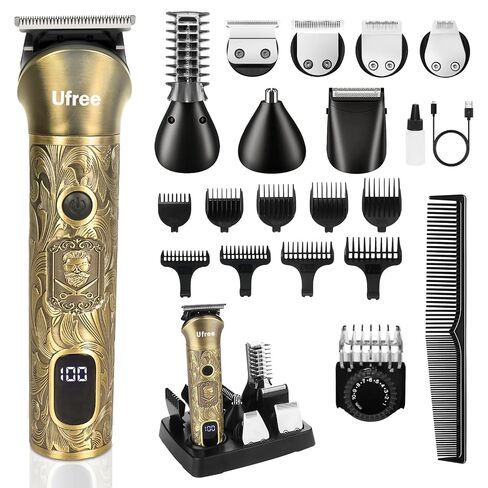 Ufree Beard Trimmer for Men, Electric Razor for Men, Cordless Hair Clipper Shaving Kit for Mustache Body Nose Ear Hair Facial, Adjustable Beard Grooming Kit Birthday Gifts for Men in Kuwait