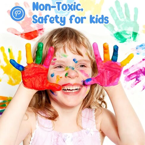 ABEIER Washable Kids Paint Kit, 36 pcs, 12 x 2 oz, Brushes&Cups, Non-Toxic in Kuwait