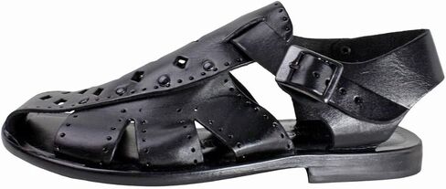 Liam Black Men’s Italian Leather Sandals Shoes in Kuwait