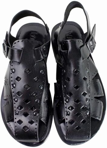 Liam Black Men’s Italian Leather Sandals Shoes in Kuwait