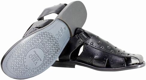Liam Black Men’s Italian Leather Sandals Shoes in Kuwait