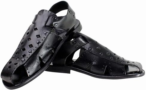 Liam Black Men’s Italian Leather Sandals Shoes in Kuwait