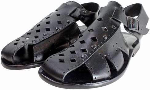 Liam Black Men’s Italian Leather Sandals Shoes in Kuwait