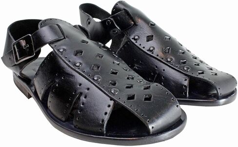Liam Black Men’s Italian Leather Sandals Shoes in Kuwait