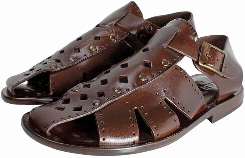 Liam Brown Men’s Italian Leather Sandals Shoes in Kuwait