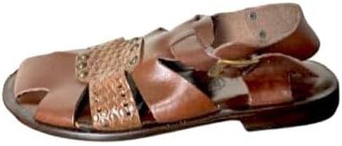 Logan Brown Mens Italian Leather Sandals in Kuwait