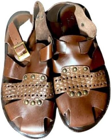 Logan Brown Mens Italian Leather Sandals in Kuwait