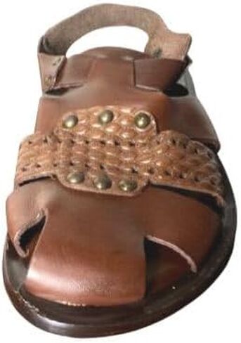 Logan Brown Mens Italian Leather Sandals in Kuwait