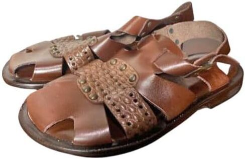Logan Brown Mens Italian Leather Sandals in Kuwait