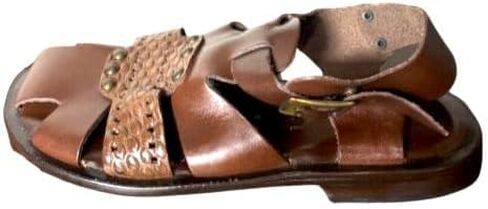 Logan Brown Mens Italian Leather Sandals in Kuwait