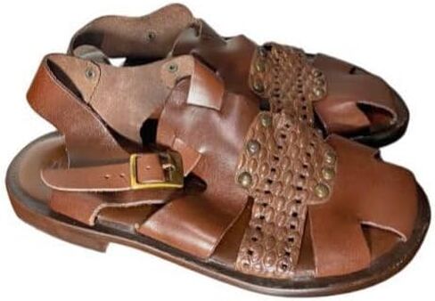 Logan Brown Mens Italian Leather Sandals in Kuwait