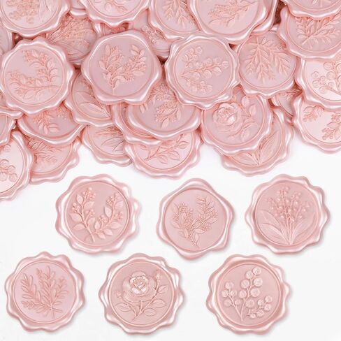 60PCS Wax Seal Stickers,6 Styles,Wedding Envelope Seal Stickers, Light Gold in Saudi Arabia