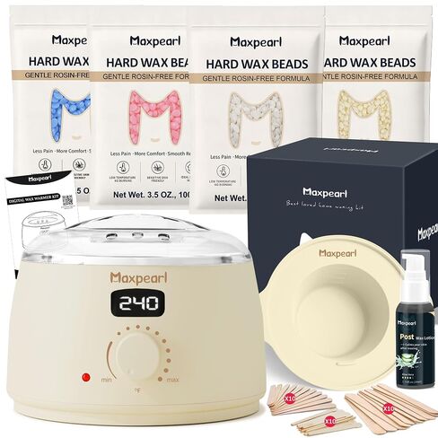 Wax Kit for Women Men, Hair Removal Waxing Kit with Hard Wax Beans for Coarse Hair Bikini Eyebrow, Blue Wax Beads Refills for Wax Warmer in Saudi Arabia
