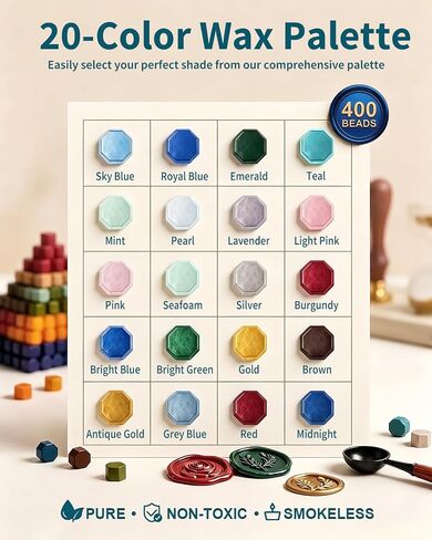 SHOWPIN Wax Seal Kit for Beginners: 2 Wax Seal Stamps, 400 Wax Beads in Kuwait