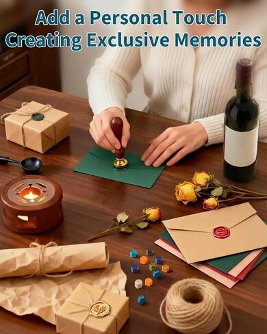 SHOWPIN Wax Seal Kit for Beginners: 2 Wax Seal Stamps, 400 Wax Beads in Kuwait