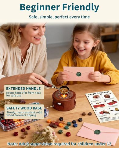 SHOWPIN Wax Seal Kit for Beginners: 2 Wax Seal Stamps, 400 Wax Beads in Kuwait