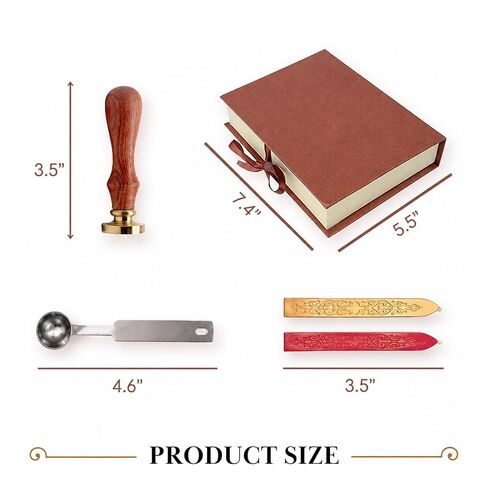 Wax Seal Stamp Kit Seal Stamp Set for DIY Craft Invitations Letters Vintage Waxing Gift Box Set in Kuwait