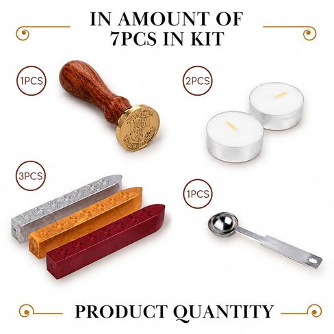 Wax Seal Stamp Kit Seal Stamp Set for DIY Craft Invitations Letters Vintage Waxing Gift Box Set in Kuwait