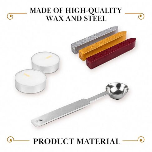Wax Seal Stamp Kit Seal Stamp Set for DIY Craft Invitations Letters Vintage Waxing Gift Box Set in Kuwait