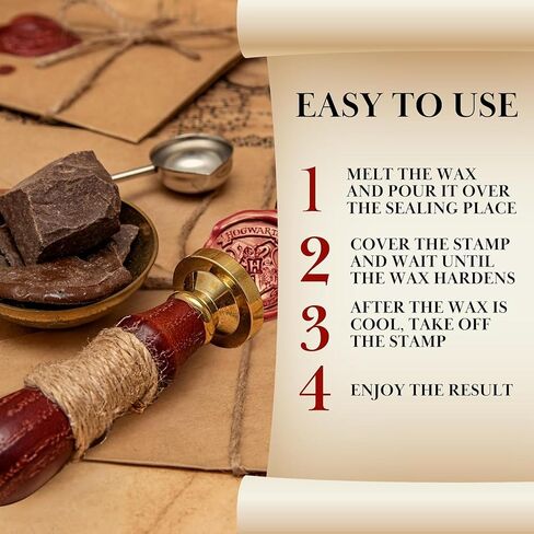 Wax Seal Stamp Kit Seal Stamp Set for DIY Craft Invitations Letters Vintage Waxing Gift Box Set in Kuwait