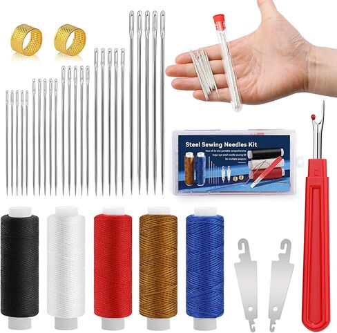 SHWAKK 37 PCS Travel Sewing Kit, Big Eye Steel Sewing Needle Threader Kit in Kuwait